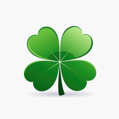 Minimalistic Four-Leaf Shamrock Design Symbolizing Irish Luck and Celebration - Generative AI