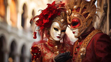 Ai generated italian baroque masks