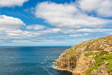 Fototapeta premium views of the gearrannan blackhouse village, and the area surrounding it, Isle of Lewis, Scotland