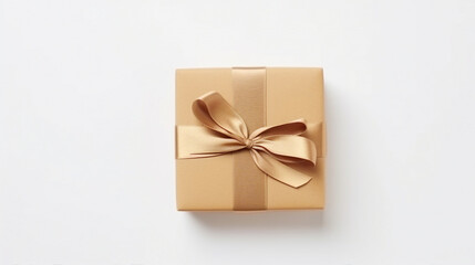 Fototapeta na wymiar Eco-Friendly Craft Gift Box with Bow on White Background - Perfect for Zero Waste, Plastic-Free Soap Concept