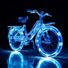 Generative AI A bicycle made of transparent glass photo