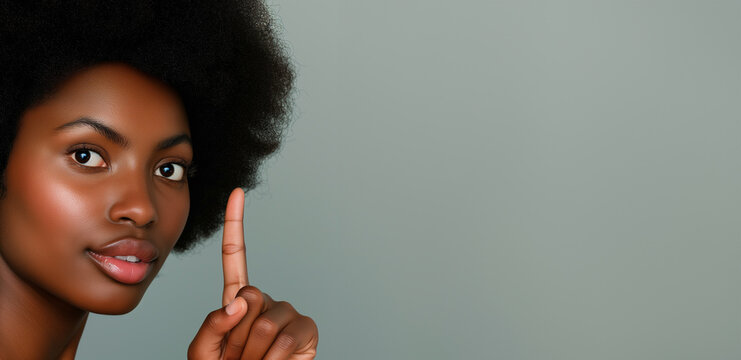 Empowerment in Simplicity: A Close-Up of a Confident African Woman with a Natural Afro and a Subtle Gesture - Powered by Adobe