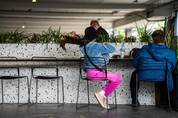 wearing a mask for travel at a cafe at melbourne airport australia