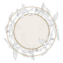 Round background with coffee sprigs. Stock vector image.