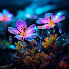 Crowfoot meadow Flower neon Color AI Generated pictures