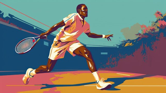 style Illustration of a tennis player in action.