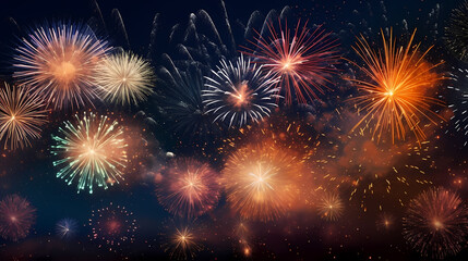 Fototapeta premium Happy New Year, burning fireworks with bokeh light background