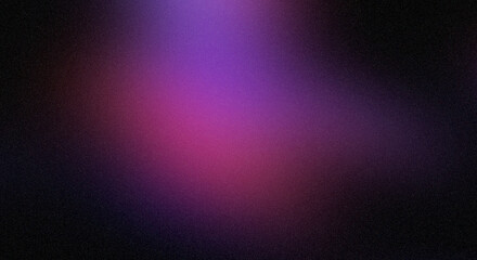 Dark purple pink blue abstract color in the centre on black background grainy texture banner website header design