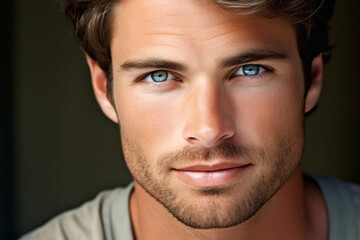 Obraz premium Close-up portrait of a handsome young man looking at the camera