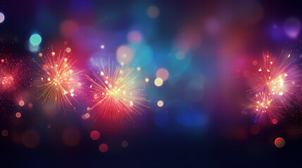 Fototapeta premium Happy New Year, burning fireworks with bokeh light background