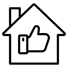 House icon and hand with thumb