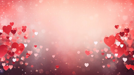 Obraz premium copy space, stockphoto, beautiful valentine background with hearts and romatic colors. Romantic backbround or wallpaper for valentine’s day. Beautiful design for card, greeting card.