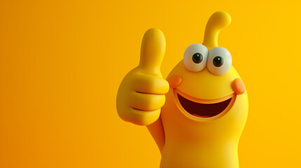 Cartoon character with an exaggerated thumbs up