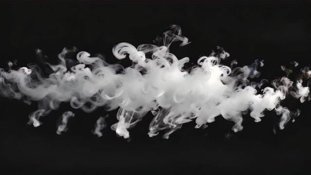 a light and mystical ambiance of white smoke slowly drifting against a black background
