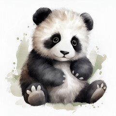 Beautiful Panda Watercolor Clipart, Cute Design for Your Project, Ai Generative