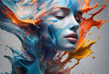Naklejka premium portrait of a woman with pain splashing