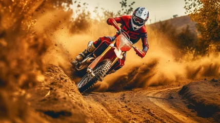 Foto op Plexiglas jumping mountain motocross race biker in action. © haizah