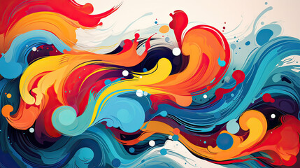 Obraz premium Abstract background with vibrant swirls, splatters, and dynamic lines, a visually exciting and playful composition with a big impact Ai Generative
