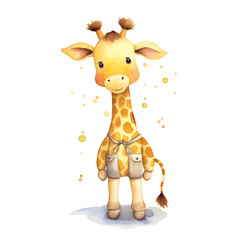 Beautiful Giraffe Watercolor Clipart, Cute Design for Your Project, Ai Generative