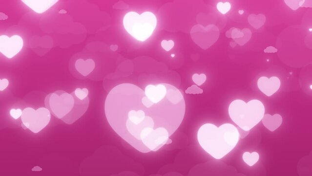 Abstract hearts animation. Love animation, shiny and glitter hearts, glowing particles. Concept: valentine's day, mother's day, birthday, marriage, invitation e-card, love. Many neon hearts background