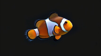 Clownfish in the solid black background
