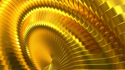 Gold background stripes 3d wavy pattern, elegant abstract striped pattern wallpaper.