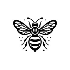Professional black and white bee logo, suitable for a variety of industries. Minimalistic aesthetic, isolated on a white background. Silhouette icon of a wasp. simple logo of a honeybee.