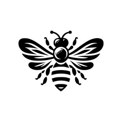 Professional black and white bee logo, suitable for a variety of industries. Minimalistic aesthetic, isolated on a white background. Silhouette icon of a wasp. simple logo of a honeybee.