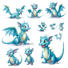 Obraz premium Beautiful Dragon Watercolor Clipart, Design for Your Project, Ai Generative