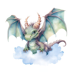 Beautiful Dragon Watercolor Clipart, Design for Your Project, Ai Generative