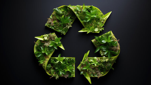 recicle symbol made of leaves