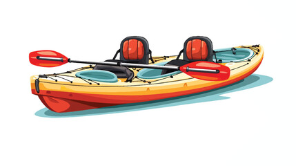 Double tandem kayak with paddles illustration vector