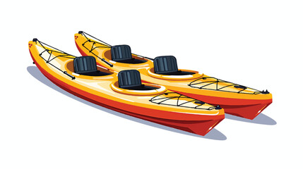 Double tandem kayak with paddles illustration vector