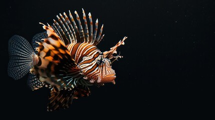 Lionfish in the solid black background