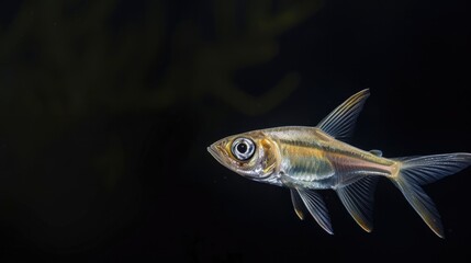 Fototapeta premium Little Tunny in the solid black background