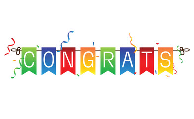 Congratulations banner with color confetti. Vector illustration. congrats greeting card