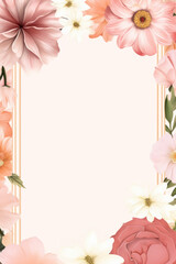 minimalistic frame with natural natural floral background, spring summer background, blank mock up for card or invitation