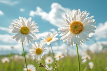 Field of Daisies With a Blue Sky