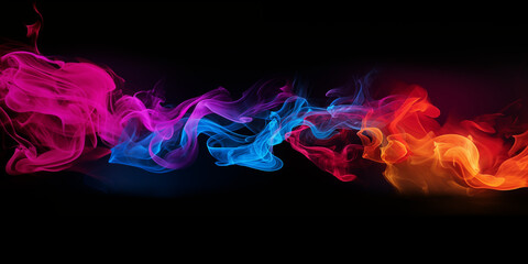 Colored smoke with black background for graphics