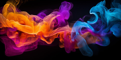 Colored smoke with black background for graphics