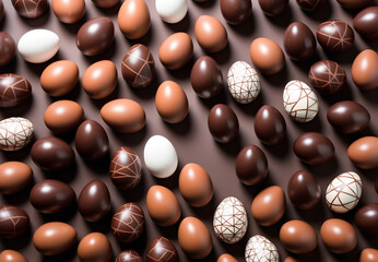 chocolate flatlay eggs pattern background