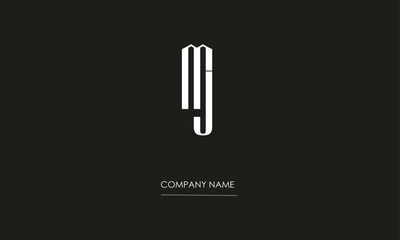 MJ or JM Minimal Logo design vector Art Illustration 