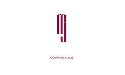 MJ or JM Minimal Logo design vector Art Illustration 