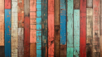 Multicolored Wooden Wall With Diverse Boards