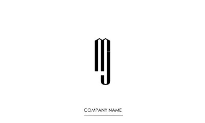 MJ or JM Minimal Logo design vector Art Illustration 