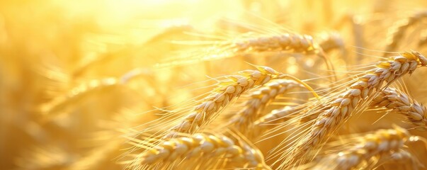 Golden ears of wheat in autumn - obrazy, fototapety, plakaty