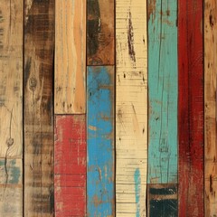 Close Up of Wooden Wall With Varied Colors