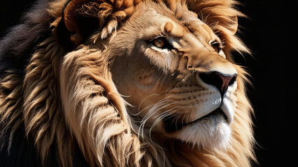 Naklejka premium Close up shot of lion face