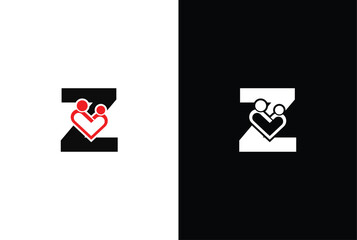 Mother and baby Logo letter Z. baby shop love logo. mother and baby care logo. Letter Z Mother and baby vector template