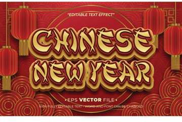 Happy Chinese New Year text effect editable vector